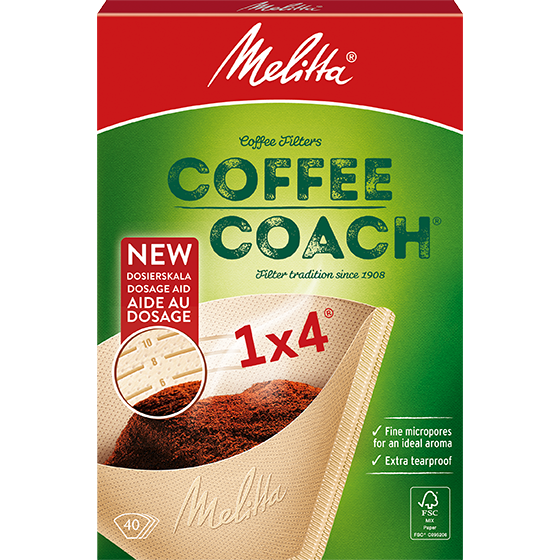 Filtres à café Melitta® Coffee Coach®, 1x4® bruns, 40 filtres