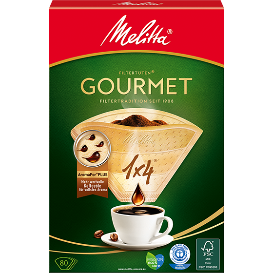 Melitta Gourmet® kaffefilter, 1x4®, brun